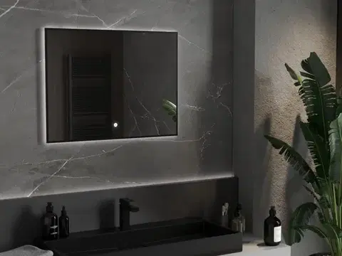 MEXEN Erma zrcadlo s osvětlením 80 x 60, LED 6000K, černý rám  9814-080-060-611-70
