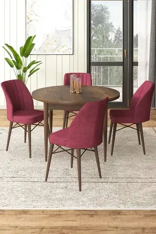 Dining Table & Chairs Set (5 Pieces) Rox - Baroque, Burgundy