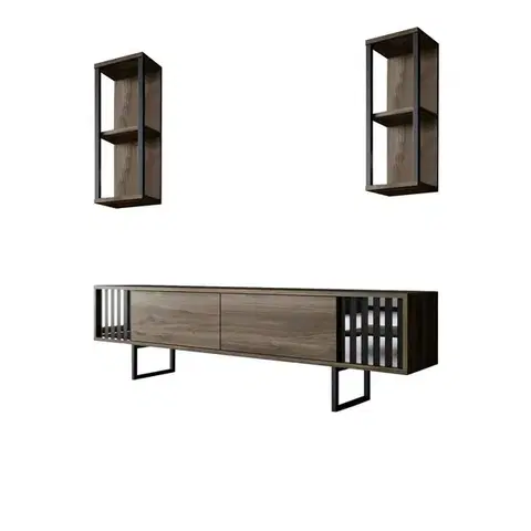 Televizní stolek s policemi Chrome Walnut and Black