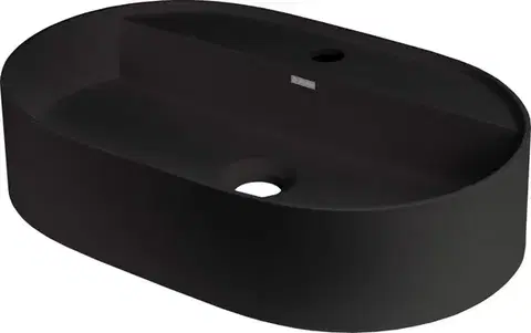 DEANTE Silia nero Granite umyvadlo na desku, s policí na baterii oválná CQS_NU6B