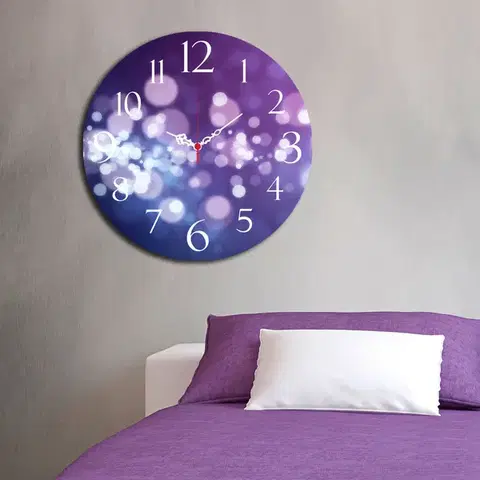 Wallity Nástěnné hodiny MDF NEONOVÉ SVĚTLUŠKY 40 x 40 cm