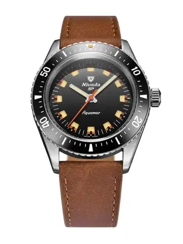 Nivada Grenchen Aquamar Black - Brown Leather