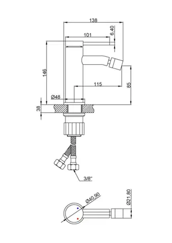 INVENA Bidetová baterie KALITEA černá BB-72-004-V