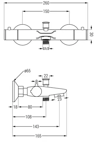 MEXEN Termostatická vanová baterie Nox, černá 77350-70