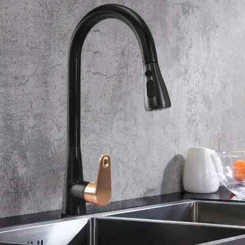 REA Dřezová baterie Mild černá/růžové zlato REA-B4801