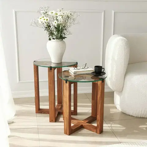 Sada odkládacích stolků (2 kusy) Amalfi - Walnut