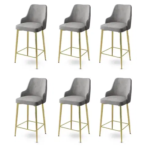 Bar Stool Set (6 Pieces) Enox - Grey, Gold