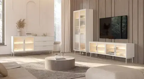 ArtLas Obývací stěna NAIRE s LED osvětlením | cashmere