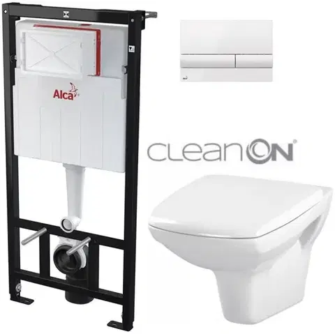 Předstěnový instalační systém s bílým tlačítkem M1710 + WC CERSANIT CLEANON CARINA  + SEDÁTKO AM101/1120 M1710 CA1