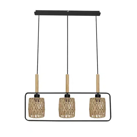 Závěsná lampa Crown, černá, 3x40W, E27, béžové stínidlo