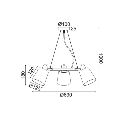 ACA Lighting závěsné svítidlo 3XE14 černý kov + stínítko D63XH100CM NORMA EG213P63BK
