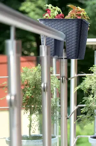 Prosperplast Truhlík na zábradlí RATONA antracit 28 cm