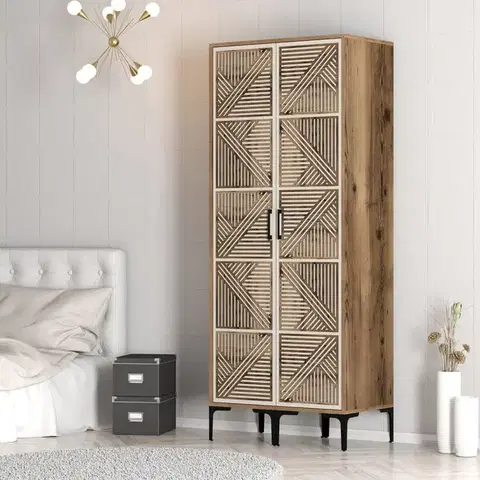 Šatní skříň Kumsal PP - Walnut, Cream