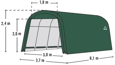 Plachtová garáž 3,7 x 6,1 m zelená Dekorhome