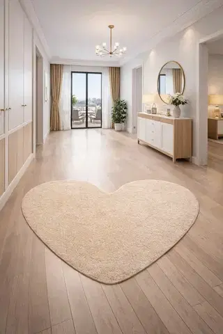 Vopi, Kusový koberec Eton béžový srdce, 100x120 srdce, béžová