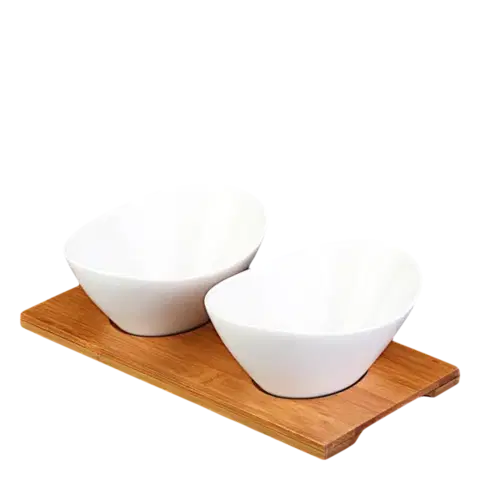 Sada servírovacích misek na bambusovém podnose (3 ks) - Basic - 451358