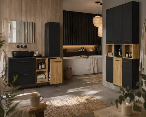 ArtDef Skříňka pod umyvadlo FERATA D80 2S/45 | černá 80 cm