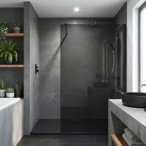 REA/S Sprchová zástěna Flexi Grey / Black 140 KPL-K99180