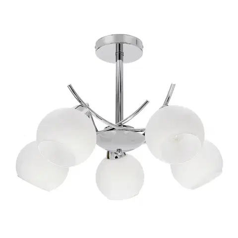 AMOS Chromová závěsná lampa 5x40W E27 bílé stínidlo