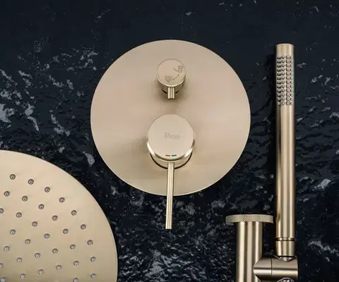 REA Podomítková sprchová sada Lungo Grip Gold Brush  + BOX REA-P8950