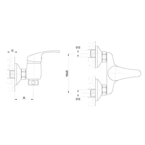 AQUALINE 35 nástěnná baterie 3/4", rozteč 100, bez ramínka, chrom 52131