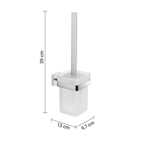 Gedy ELBA WC štětka závěsná, mléčné sklo, chrom A033313