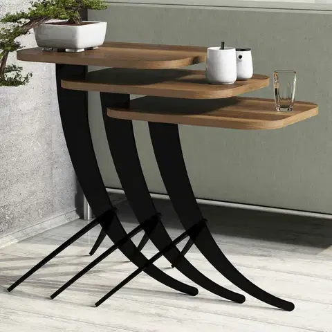 Sada odkládacích stolků Pion Walnut, 3 ks
