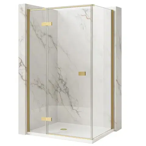 REA/S Sprchový kout Atlas 100x100 Brush Gold vlevo KPL-K4574