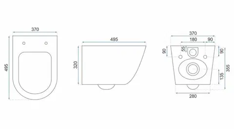 REA Závěsná WC mísa včetně sedátka RIMLESS Carlo Mini Slim černá matná REA-C8489