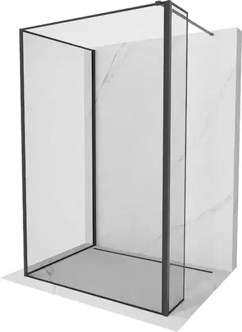MEXEN/S Kioto Sprchová zástěna WALK-IN 120 x 120 x 40, černý vzor, černá 800-120-120-221-70-70-040