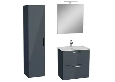 Koupelnová sestava s umyvadlem 60 cm včetně umyvadlové baterie, vtoku a sifonu VitrA Mia antracit KSETMIA60A KSETMIA60A