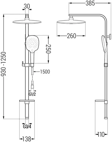 MEXEN/S Q22 chrom sprchový sloup 798222295-00