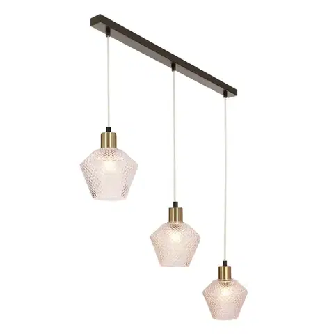 Závěsná lampa Greniko černá 3x40W E14 průhledné stínidlo