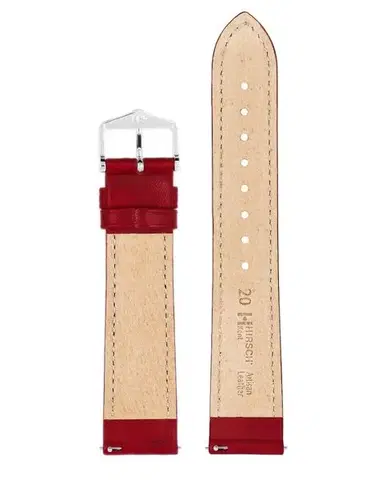 Řemínek Hirsch Kent - červený - 18 mm - L – Standardní délka - 16 mm - Stříbrná
