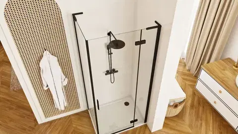 REA/S Sprchová kabina Hugo Black 80x80 KPL-45220