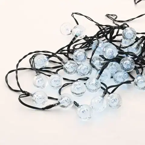 ACA Lighting 30 CW solární LED, plastové kuličky, řetěz, na baterie, efekty, černý kabel, IP44, 4.35m+2m X043024232
