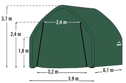 Náhradní plachta pro garáž 3,9 x 6,1 m zelená Dekorhome