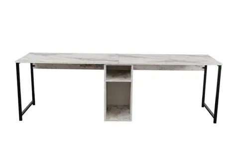 Psací stůl Twin Study Desk - Freesia Marble, Black