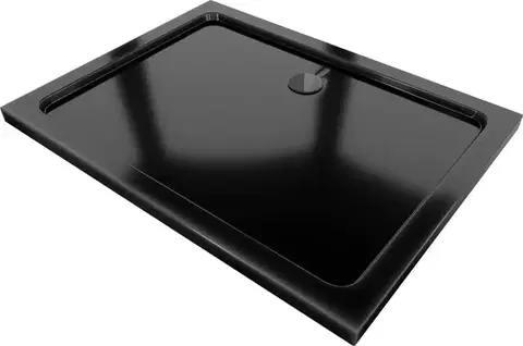 MEXEN/S Flat sprchová vanička obdélníková slim 100 x 70, černá + černý sifon 40707010B
