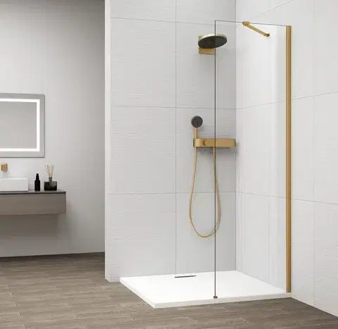 POLYSAN ESCA GOLD MATT jednodílná sprchová zástěna k instalaci ke stěně, sklo čiré, 300  ES1030-04
