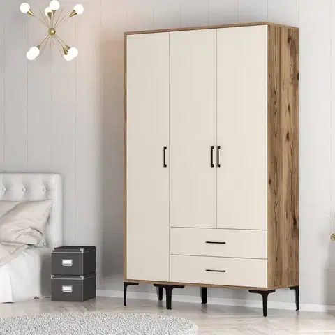 Šatní skříň Kumsal ST - Walnut, Cream