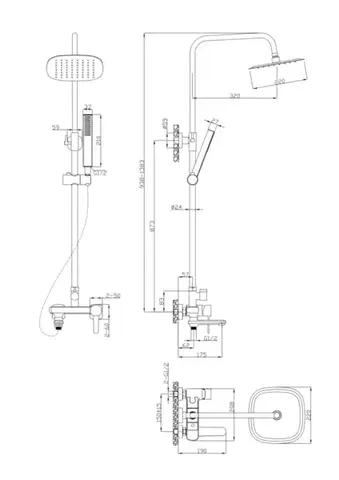INVENA Sprchový sloup GLAMOUR, měď AU-05-B14-V