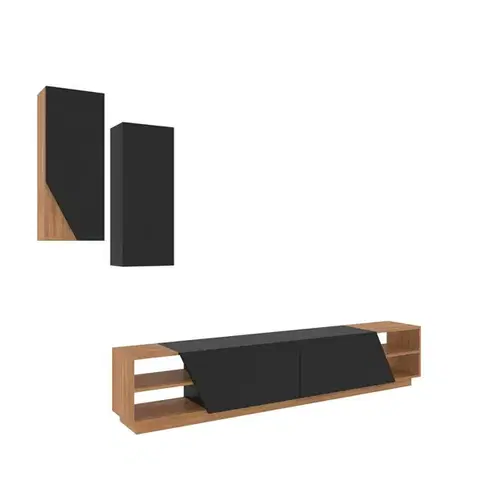 Televizní stolek se skříňkou Zebra Black and Teak