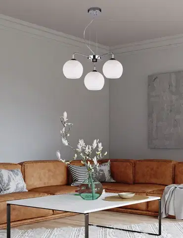 Závěsná lampa Larix chrom 3x40W e27 bílé stínidlo
