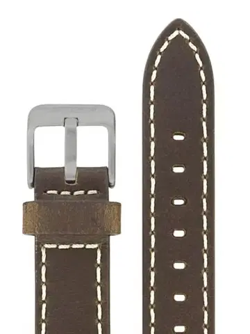 Kožený řemínek Junkers 20mm - hnědý/bílé prošití