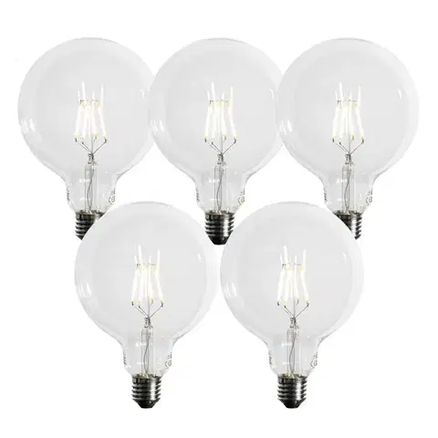 Sada 5 E27 3-stupňové stmívatelné LED spirálové vlákno G125 4W 450 lm 3000K