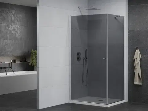 MEXEN/S Pretoria sprchový kout 80x70, grafit, chrom + sprchová vanička včetně sifonu 852-080-070-01-40-4010