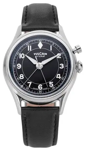 Vulcain Cricket Classique 39 mm - Black/White/Blue - Black Alligator