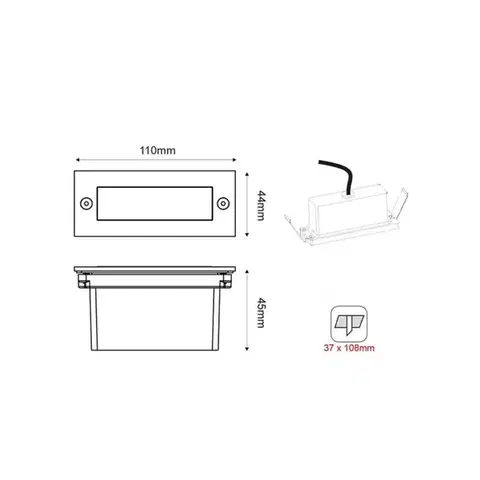 ACA Lighting LED zapuštěné venkovní orientační svítidlo 110X44 rezavá 2W 6000K 100Lm 230V IP54 RA80 PAS260RP