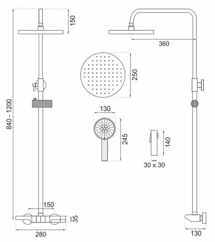 REA Sprchový set s termostatem Savio Black REA-P8410